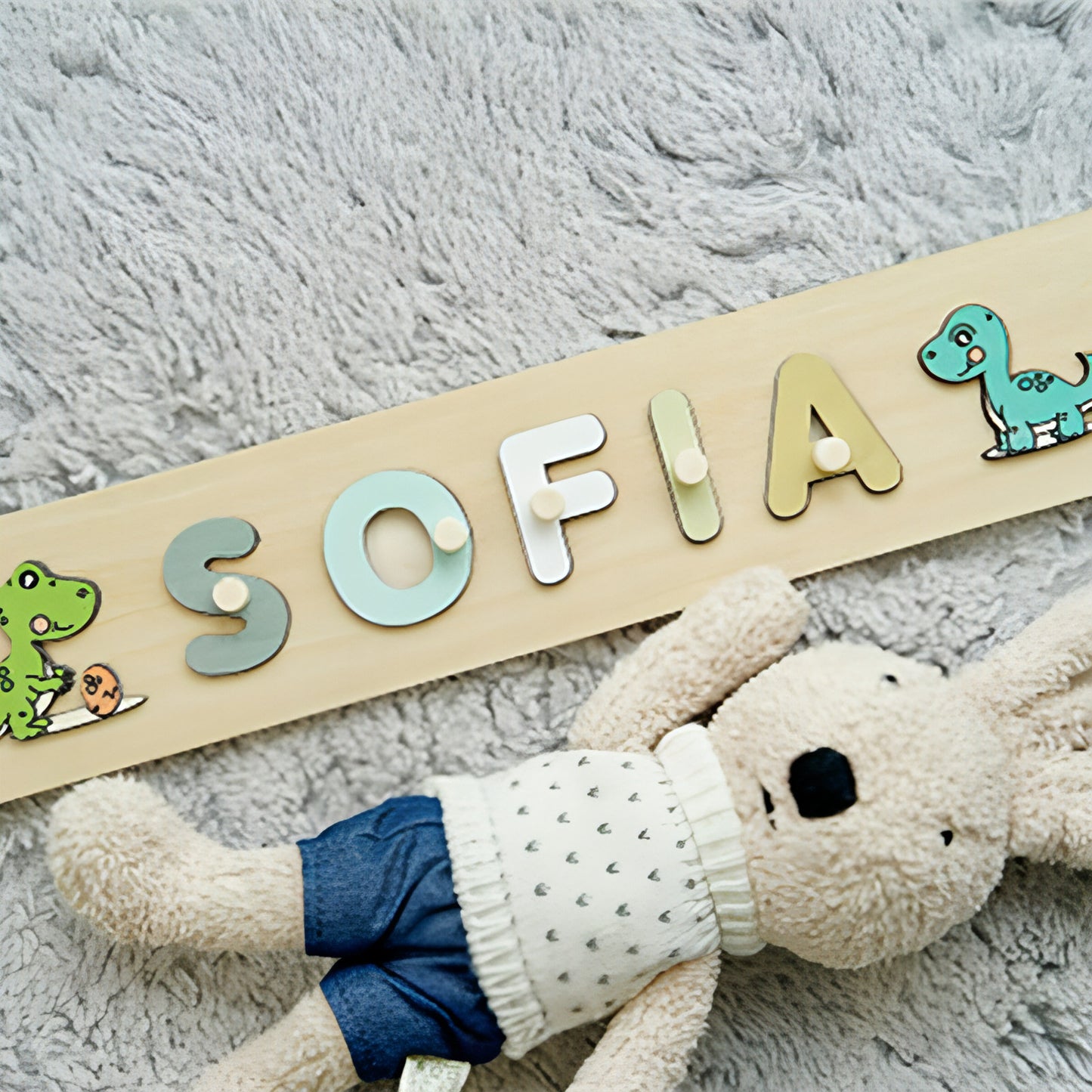 Personalized Wooden Dinosaur Name Puzzle – Fun & Educational Toy for Kids!