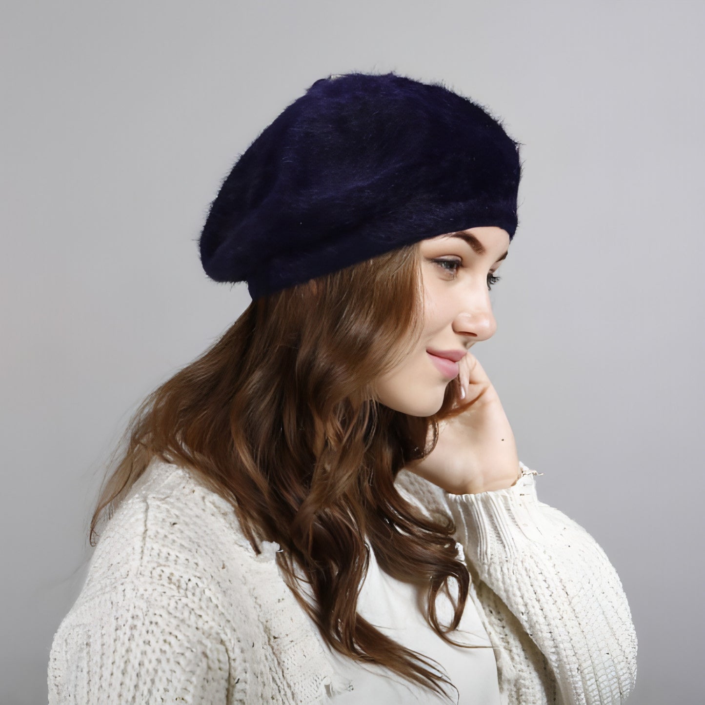 Gorro de lana de color liso para mujer