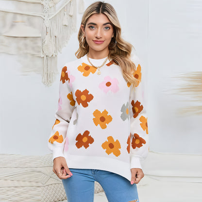 Knitted Thread Sweater Women's Flower