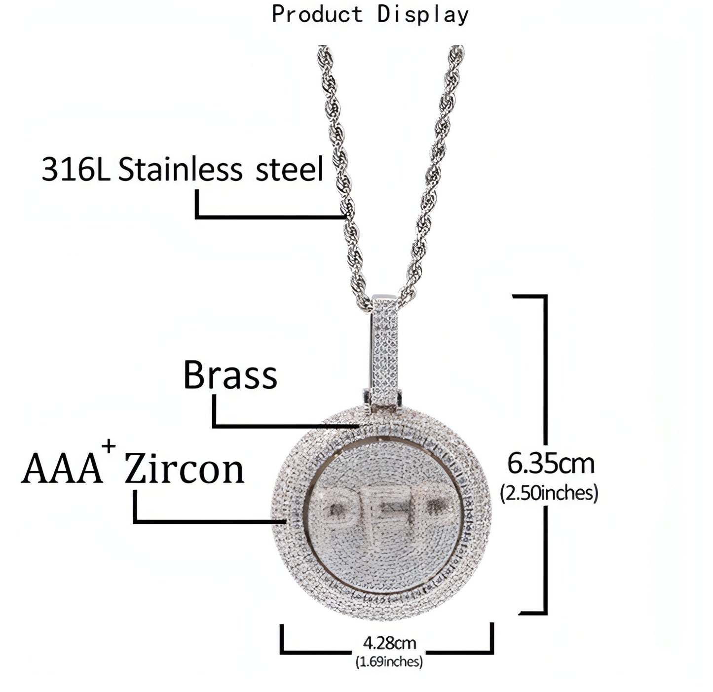 Personalized Rotating Pendant Necklace – Custom Name & Zircon Inlay