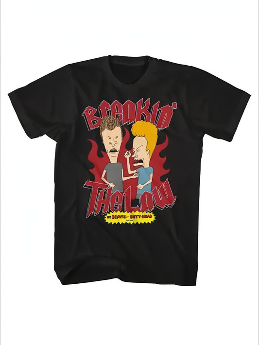 Camiseta de MTV para hombre con el tema Beavis y Butthead rompiendo la ley