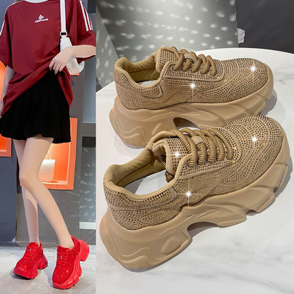 Zapatos de mujer de estilo deportivo con plataforma y suela ligera con aumento de altura para primavera y otoño