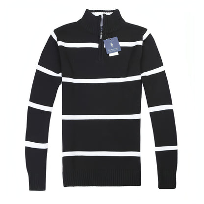 Slim Long-sleeved Casual Knit Sweater Men With Striped Wool