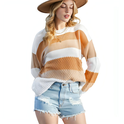 A1. Striped Texture Sweater Women's Autumn