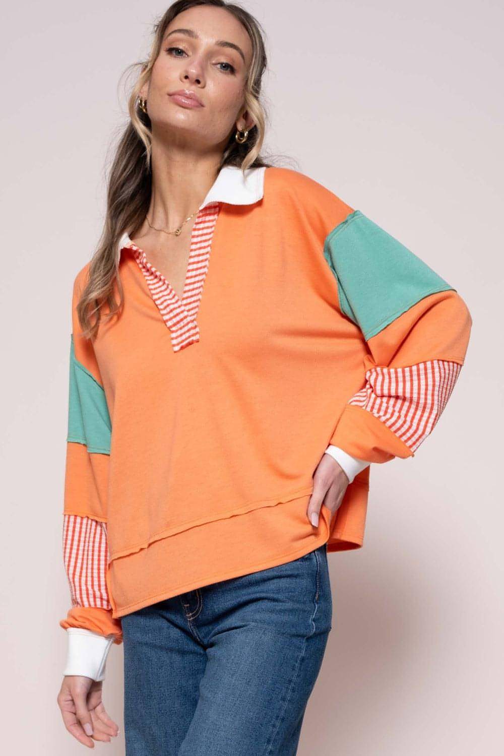 Hailey & Co Color Block Top com painel listrado