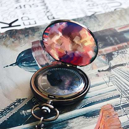 DIY Custom Photo Retro Flip Quartz Pocket Watch