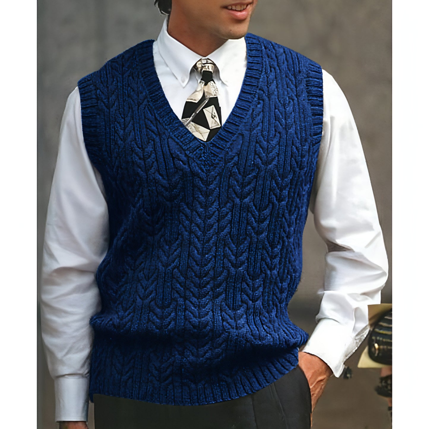 Knitted Vest V-neck Sweater Solid Color Casual