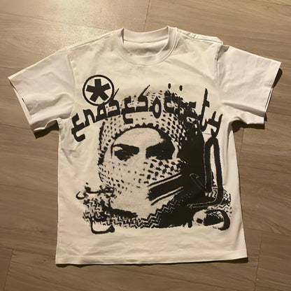 Camiseta holgada con estampado de estilo gótico y basura de estilo hip hop para hombre