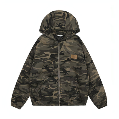 American Retro Camouflage Hooded Cotton Jacket For Men