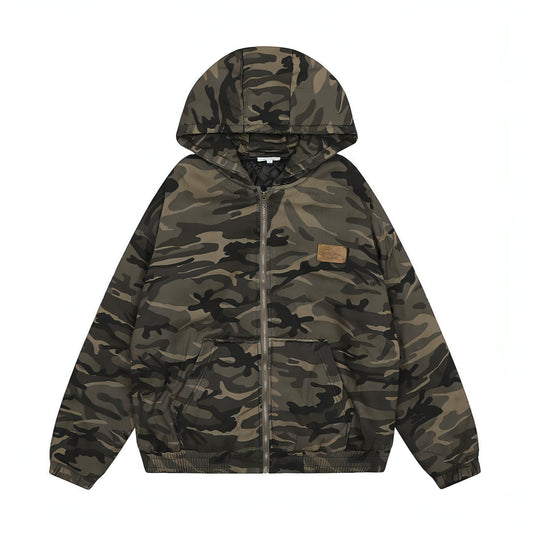 Amerikanische Retro-Camouflage-Baumwolljacke mit Kapuze für Herren