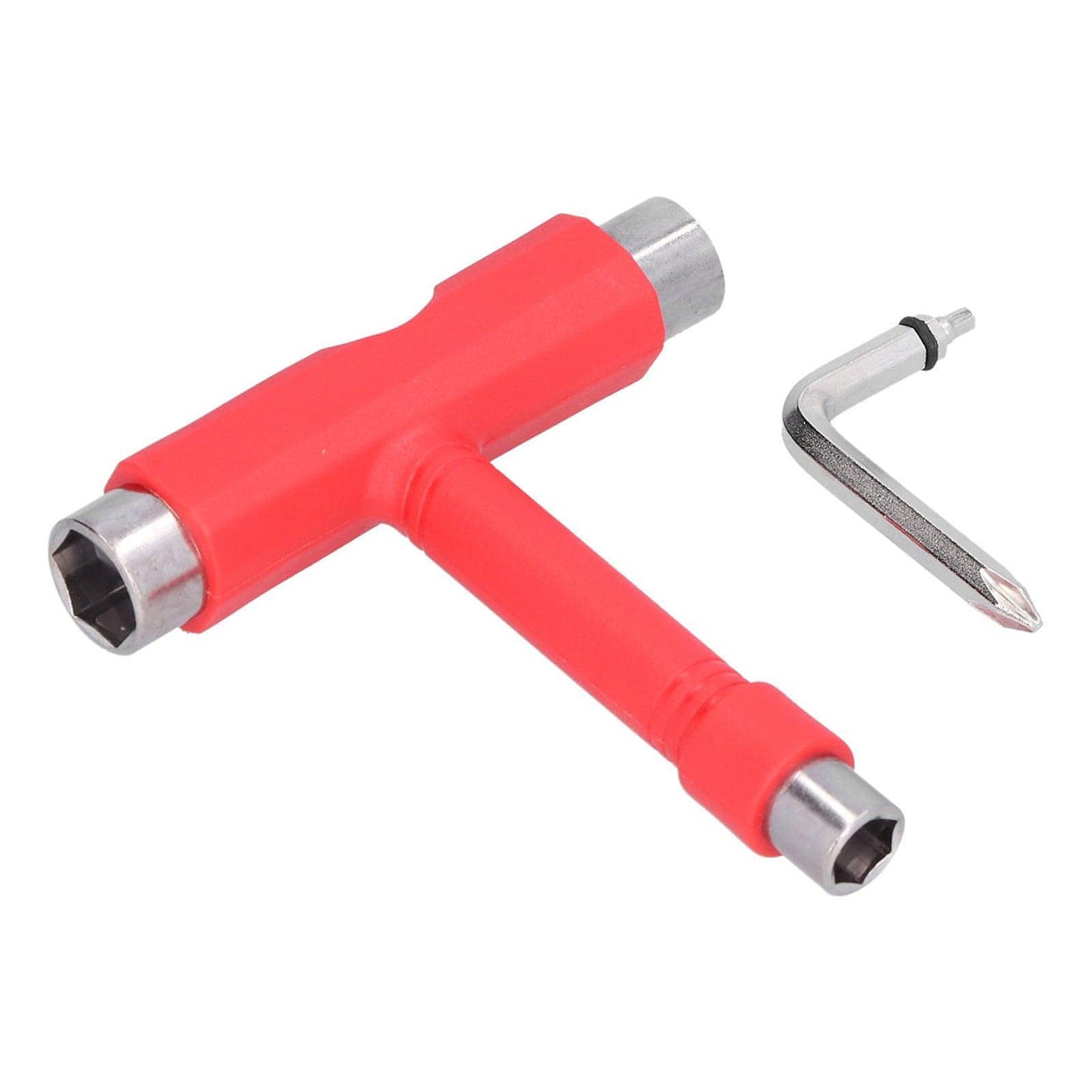 Skate Tool MultiFunction Portable Skateboard TType Hex Key Kit Fastener Hardware Red