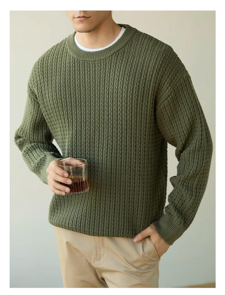 High-end Long Sleeve Loose Round Neck Men's Knitwear