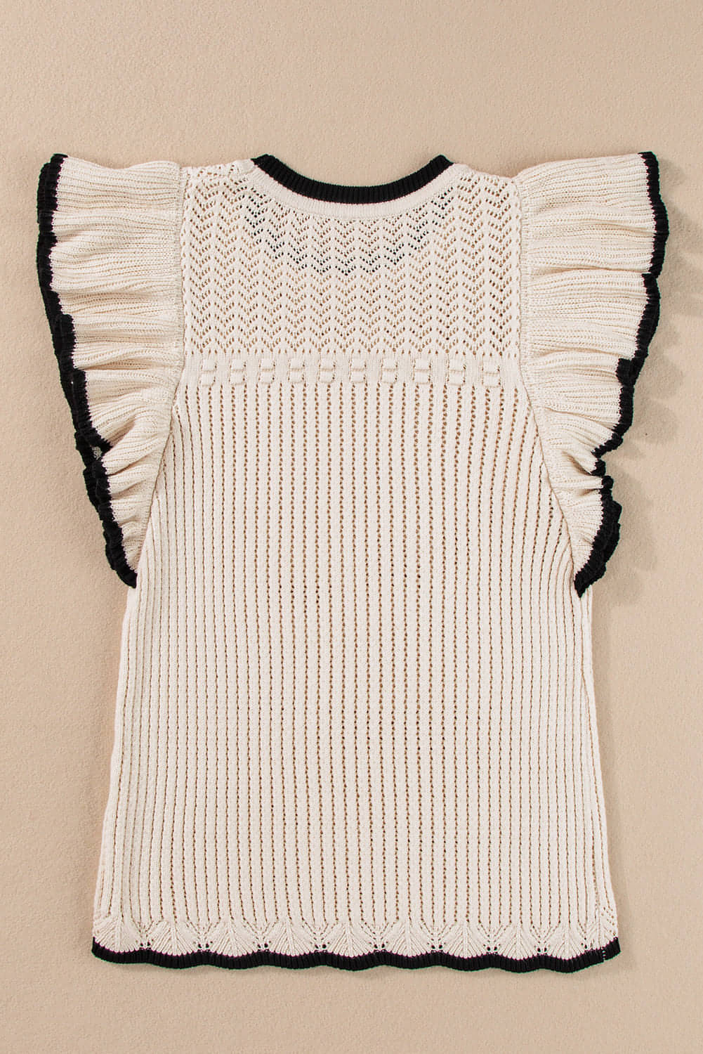 Apricot Crochet Eyelet Flounce Tank Top