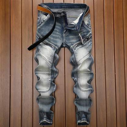 Retro Straight Motorcycle Motorcycle Pants Men Jeans