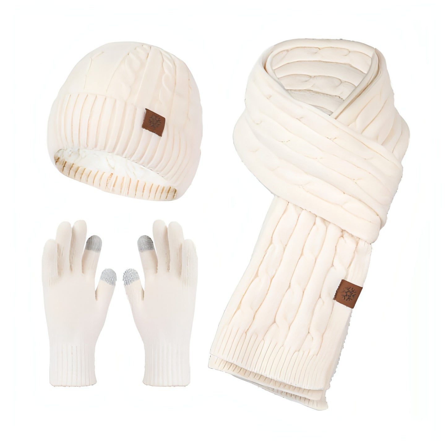 Conjunto de tres piezas de guantes y gorro