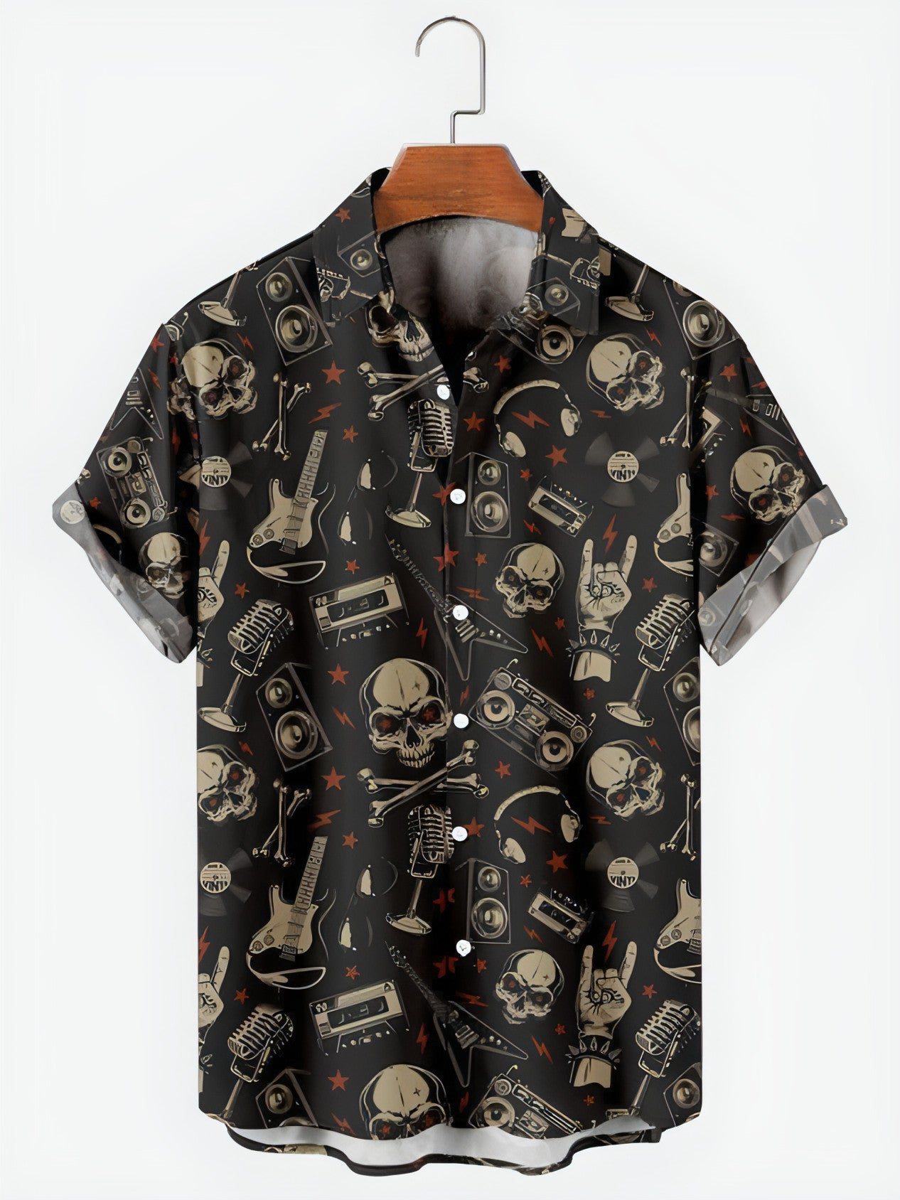 Skull & Roses Printed Men's DressShirt