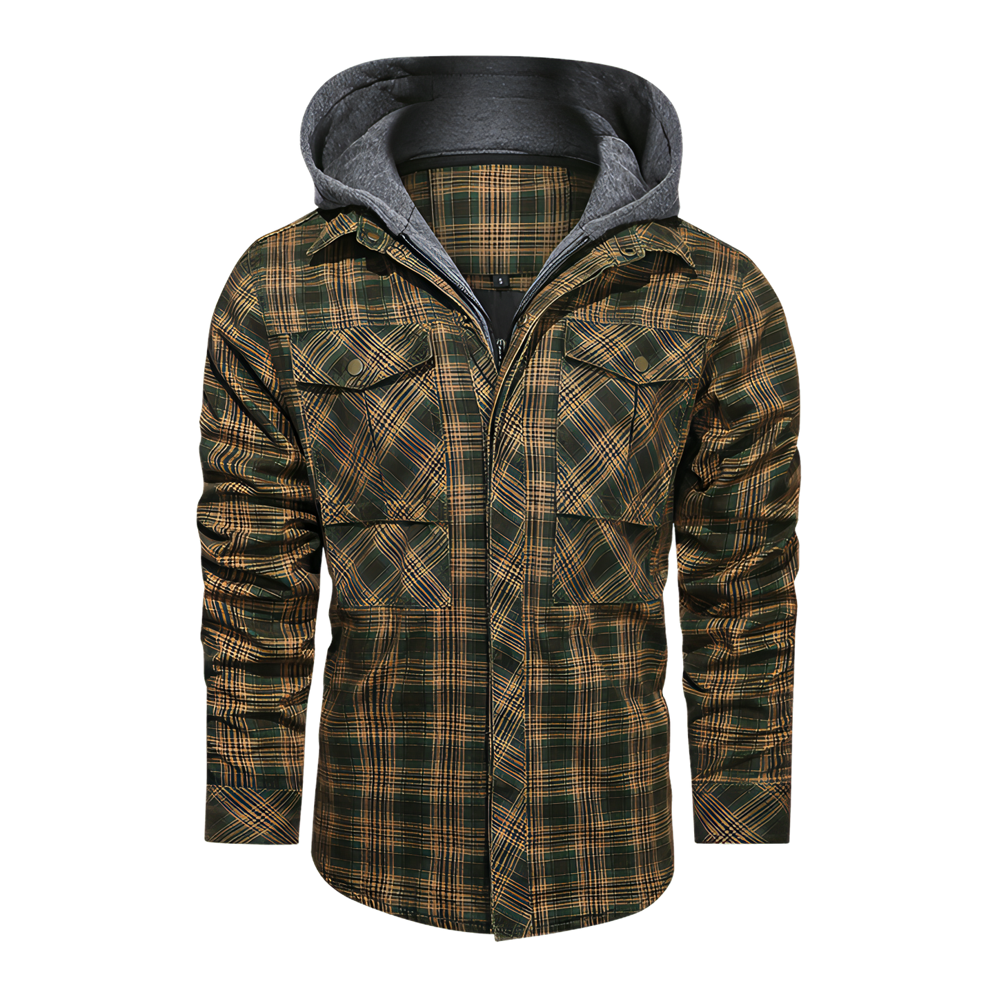 Men Long-sleeved Plaid Jacket