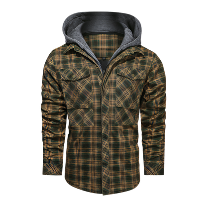 Men Long-sleeved Plaid Jacket