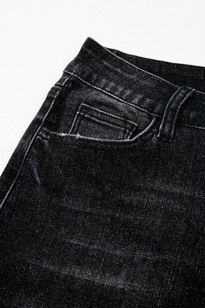 Ausgestellte Jeans mit hohem Bund und hohem Bund in Carbon-Grau und Mineralwaschung