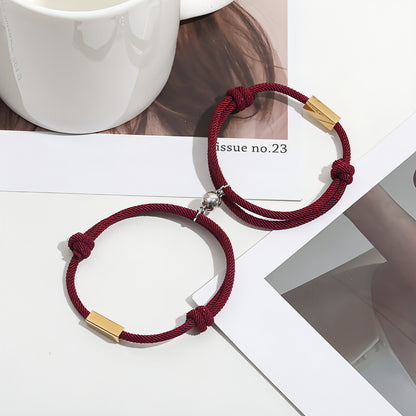 Magnetic Engraved Couple Bracelet – Stay Connected, Always!