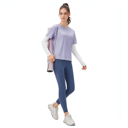 Z. Women's Fake Two-piece Loose Sports Long Sleeve Yoga Wear