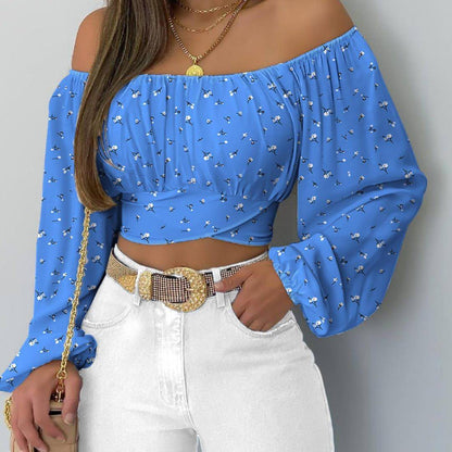 Women's New Off-shoulder Printed Top T-Shirt