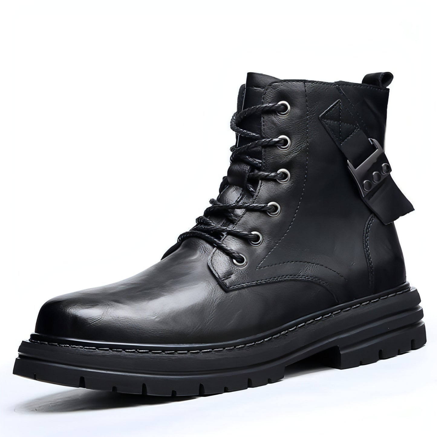 Autumn And Winter Cowhide Casual Mens Boots Thick Bottom Round Toe Warm