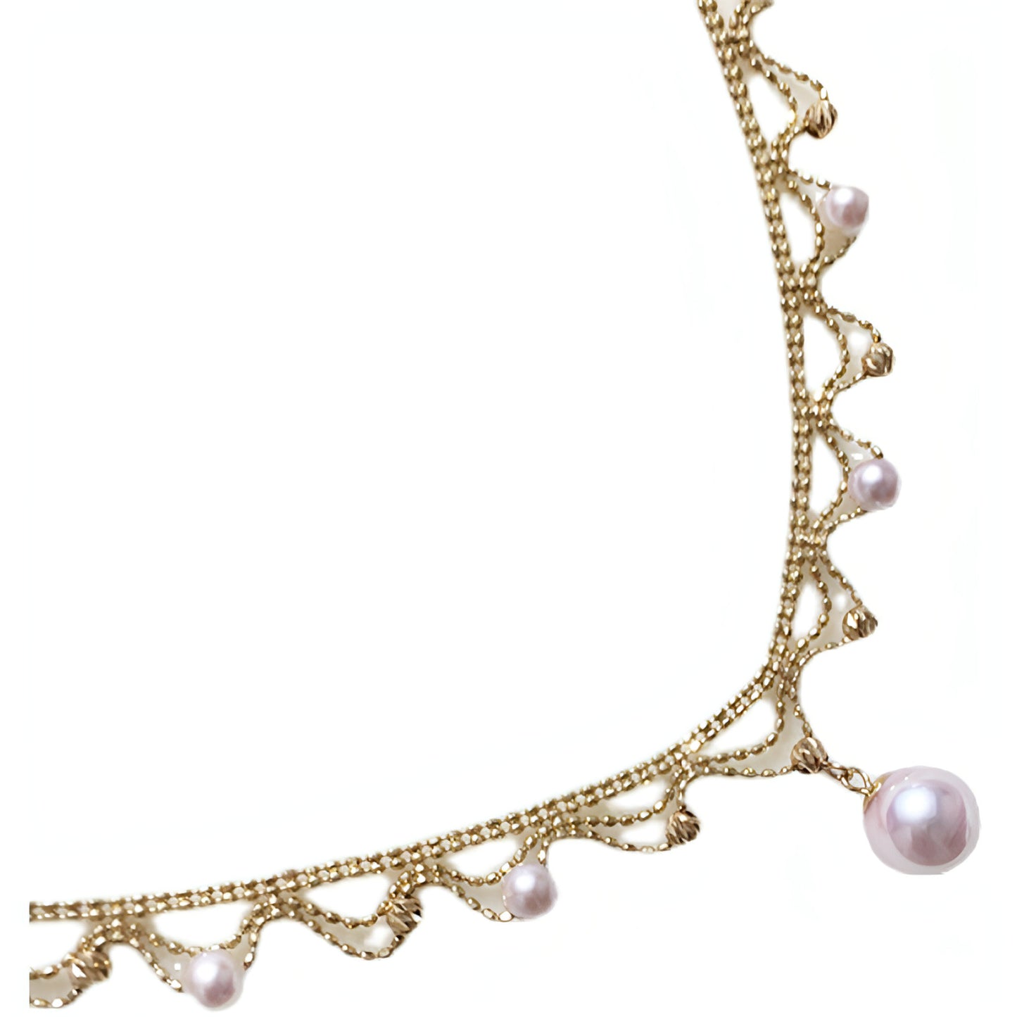 Aurora 18K Gold Lace Pearl Necklace - Sea Elegance