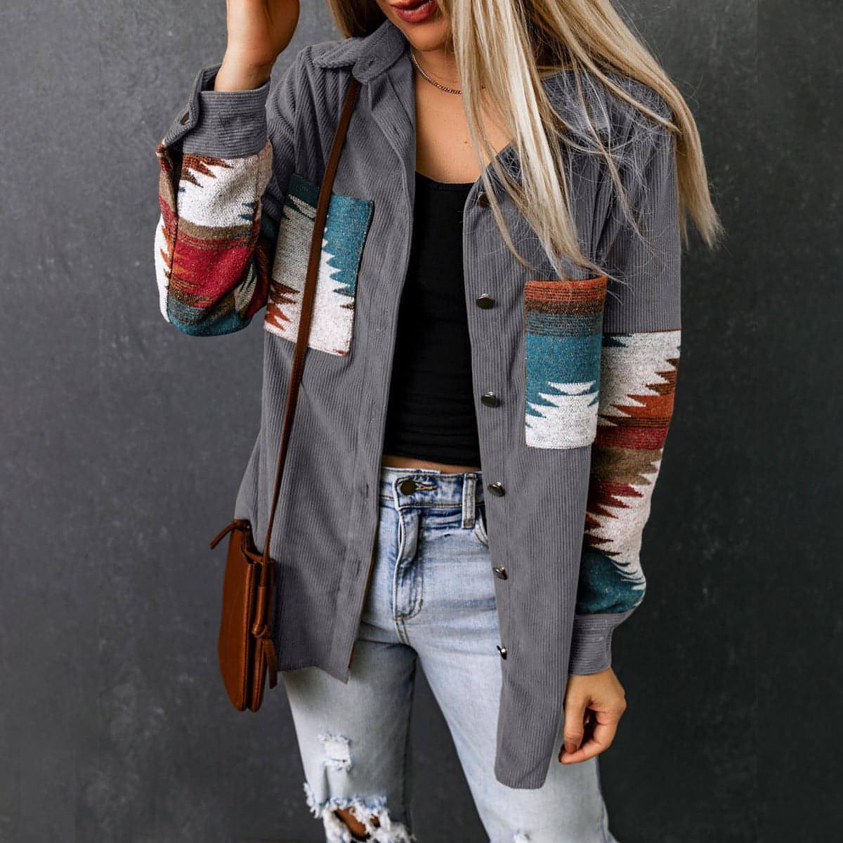 Women's Corduroy Casual Cardigan Coat Jacket