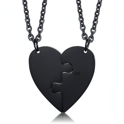 Custom Engraved Heart Puzzle Necklace – Stay Connected, Always!