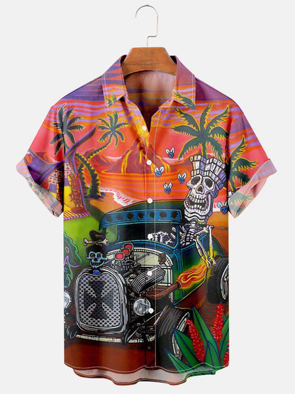 Skull & Roses Printed Men's DressShirt