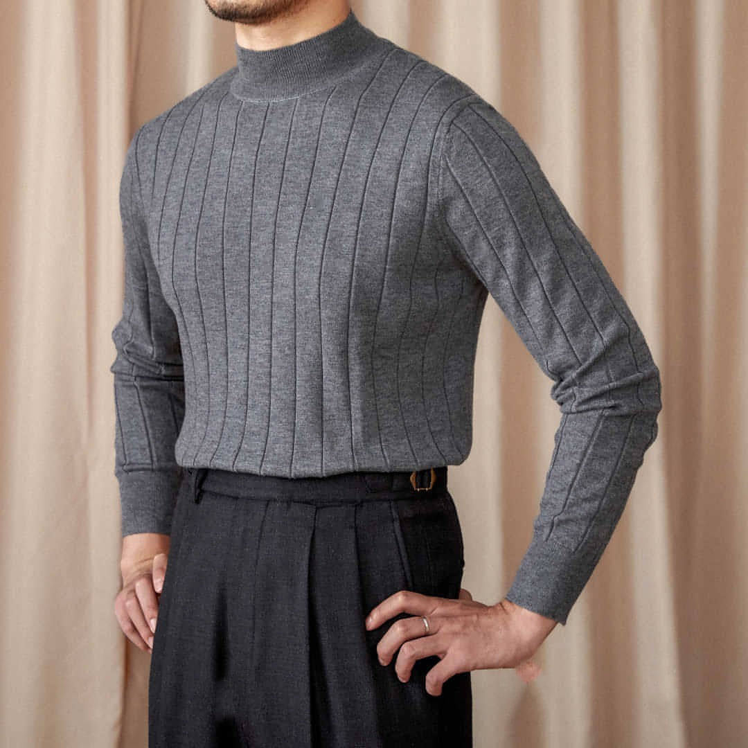 Italian Long Sleeve Mock Neck Sweater Trendy Men