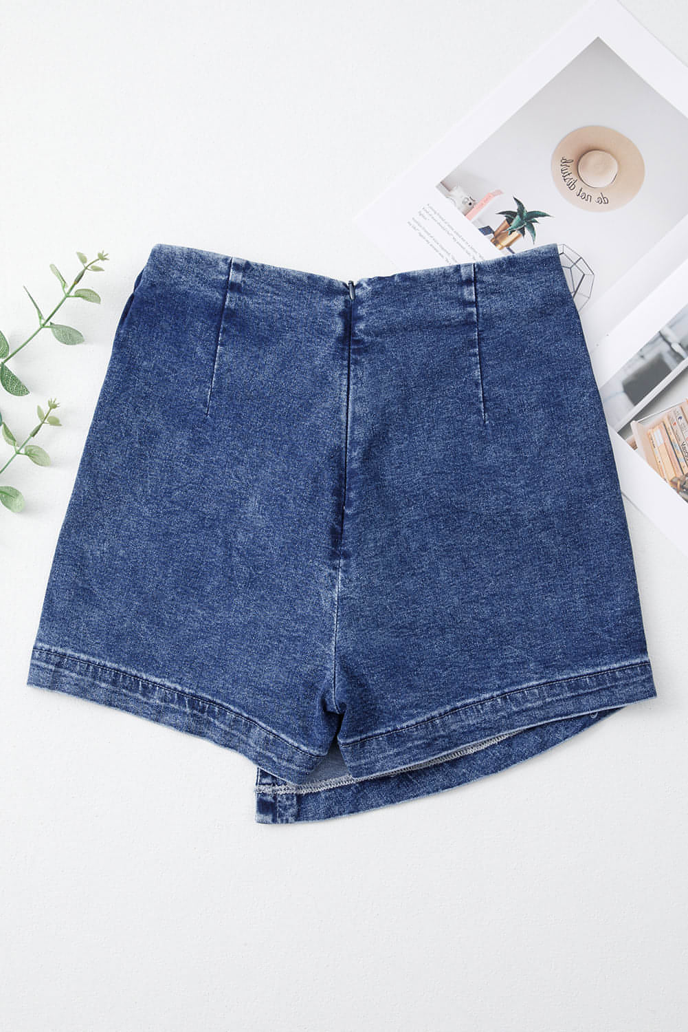 Sail Blue Acid Asymmetric Asymmetric Twisted Craved Denim Denim Skort