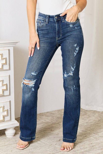 Judy Blue polne velikosti Mid Rise ročno pesek in uniči Bootcut Jeans