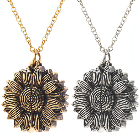 Retro Necklace Cross-border Sunflower Can Double-layer Lettering