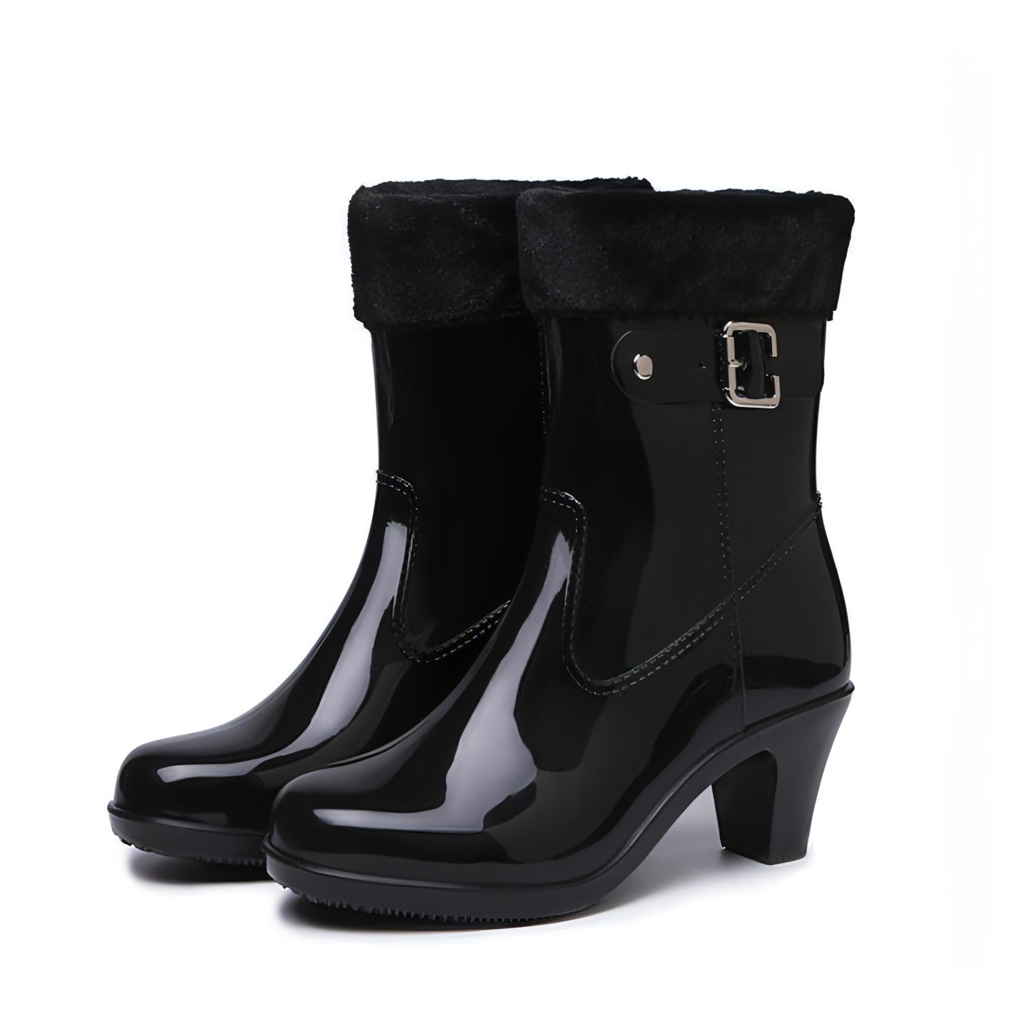 Fashion Buckle Rain Boots Female Mid-tube Non-slip Rubber Shoe Covers