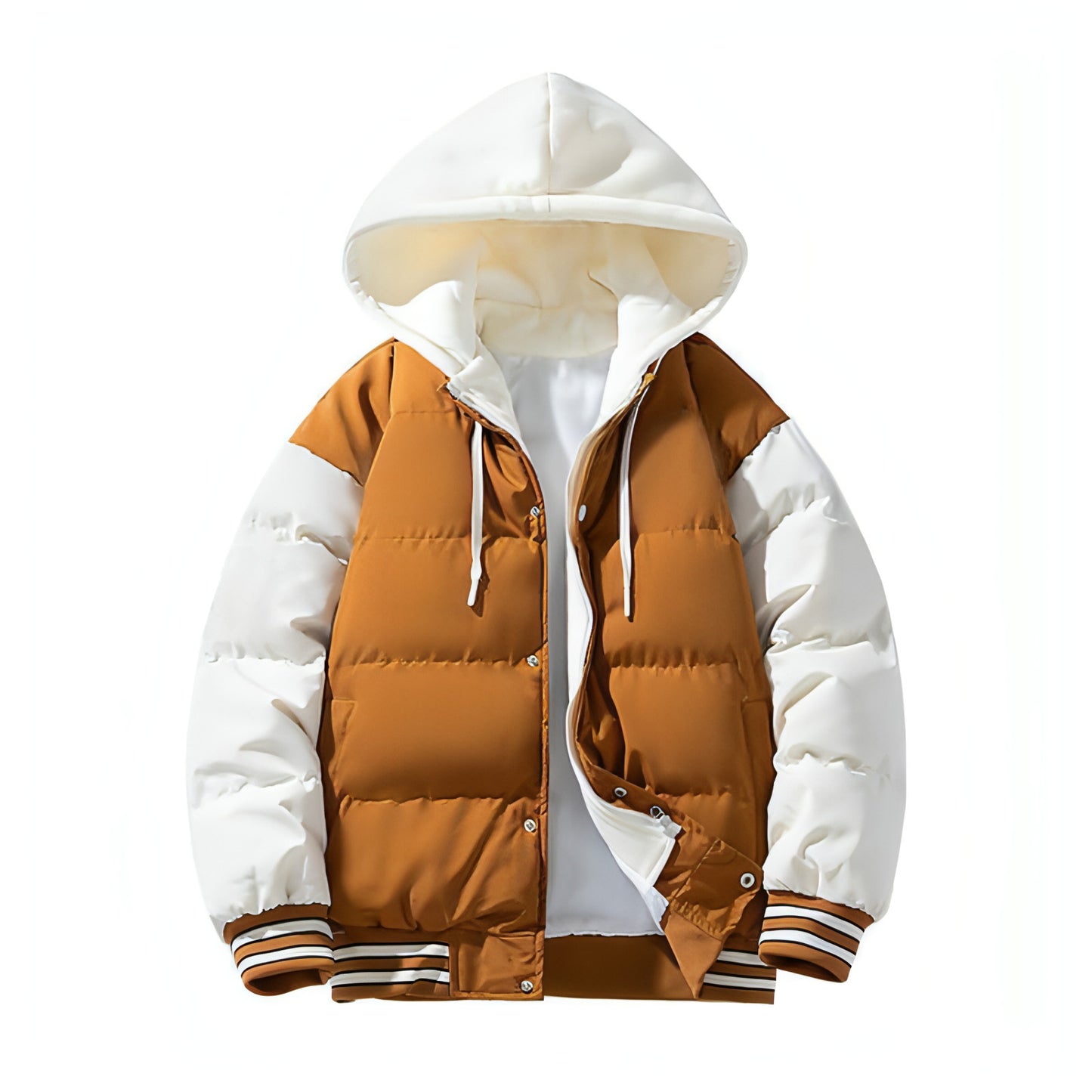 Thickened Down Cotton Jacket With Hood And Two Fake Pieces Men