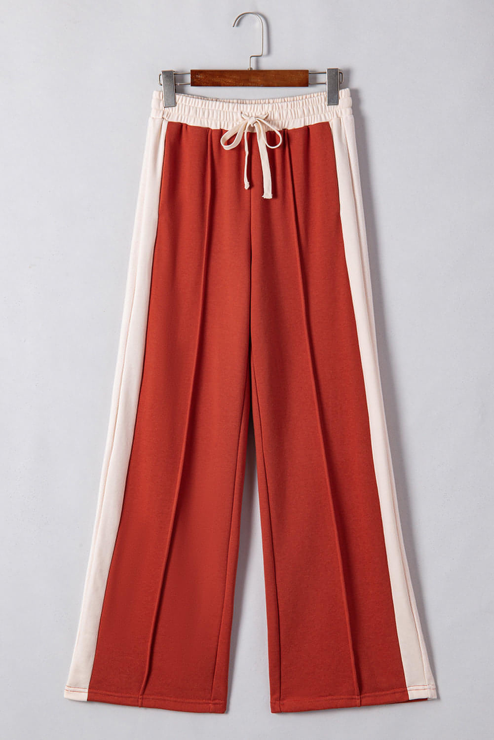 Flamingo Color Block Drawstring High Waist Wide Leg Pants