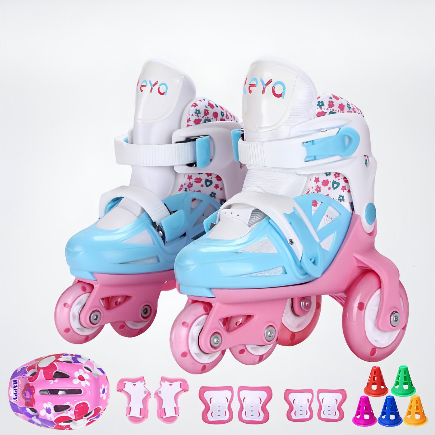 Full Set Of Adjustable Double Row Kids Roller Skates