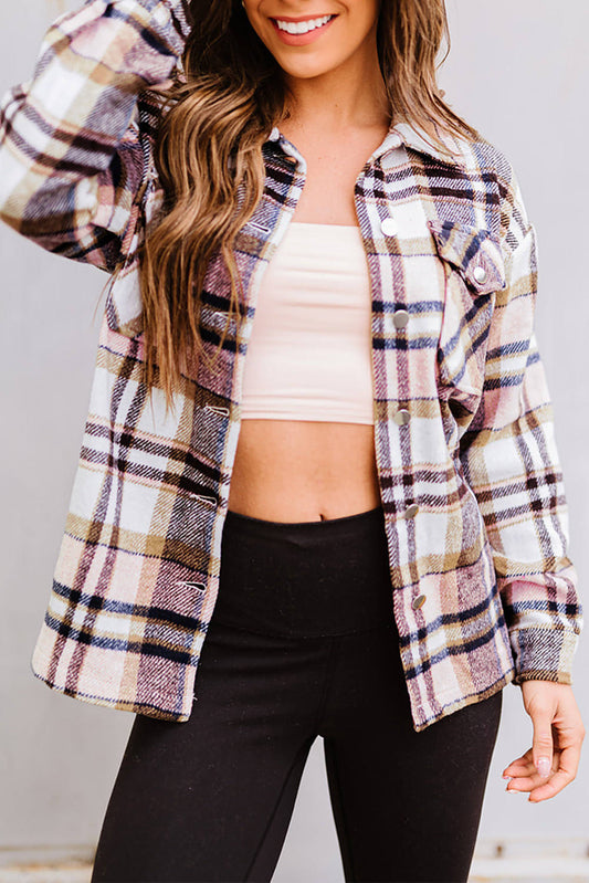 Pink Geometrische Plaid -Print -Steckdose