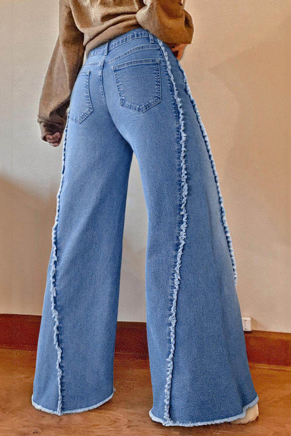 Beau Blue Vintage-Jeans mit offenem Saum und ausgestelltem Saum