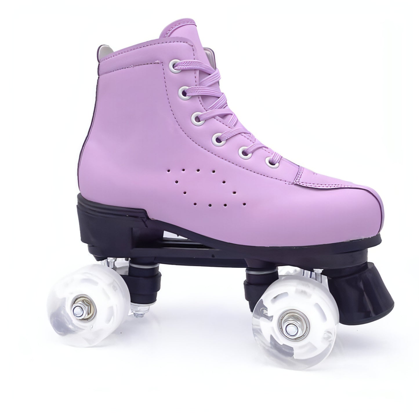 Double-row Leather Purple Roller Skates