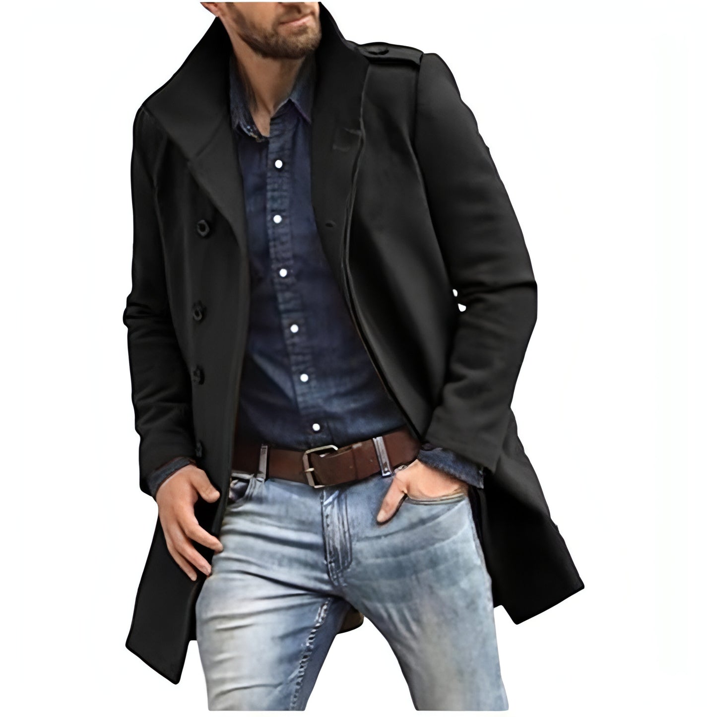 European Style Woolen Men's Coat Autumn And Winter New Thickened Trench Coat