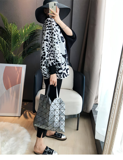 Pleated Coat Loose And Slim Plus Size Long-sleeved Leopard Print