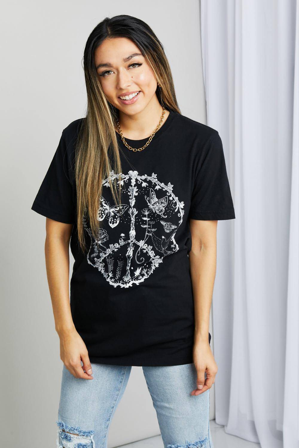 Camiseta con gráfico de mariposa de tamaño completo de MineB