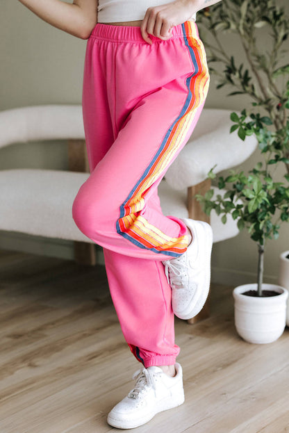 Pink Counting Rainbows High Waist Sweatpants