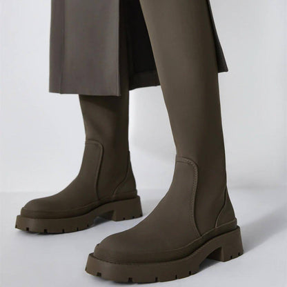 Women's Round Head Slim But Knee-high Martin Boots