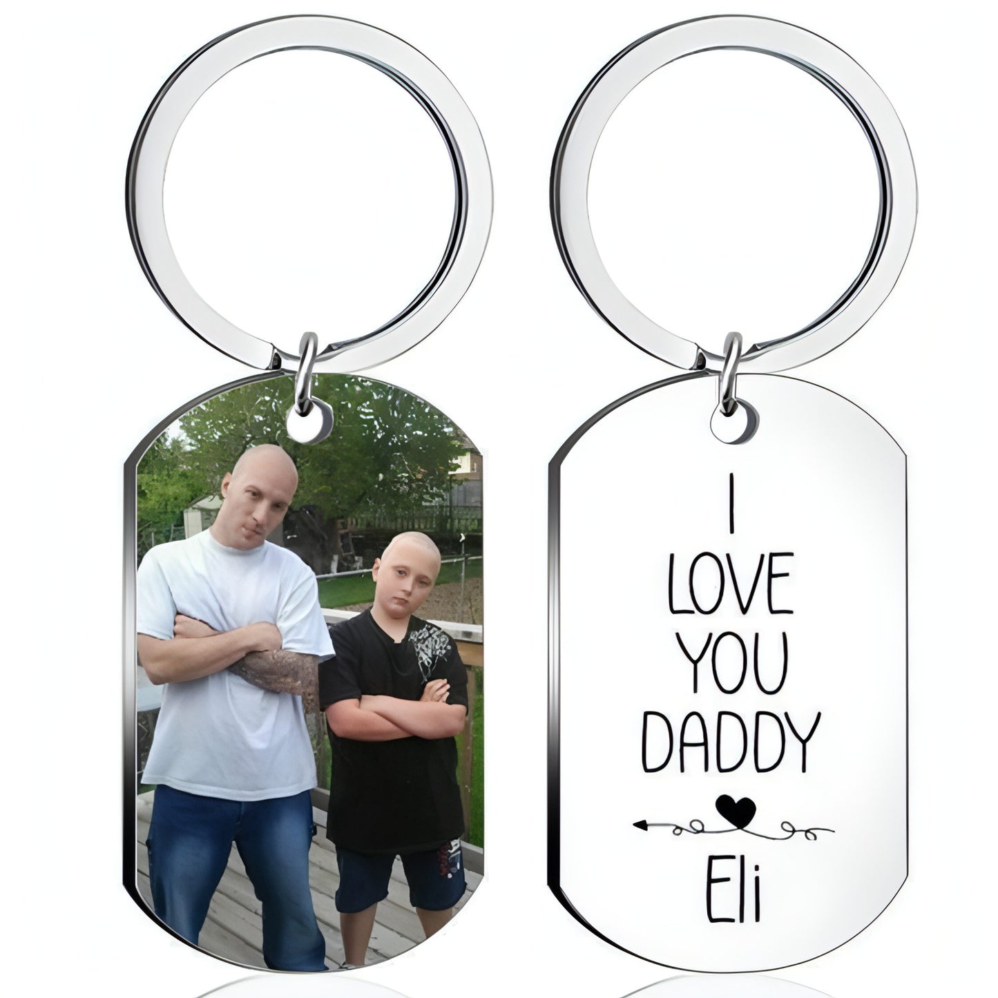 Personalized Stainless Steel Photo Keychain – Custom Engraved Gift