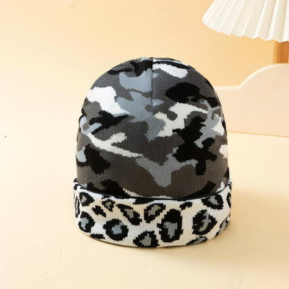 Camo Leopard Pattern Fashion Outdoor Autumn And Winter Warm Printing Women's Hat