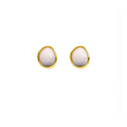 White Jade Tigereye Chinese Style Fashion Special-interest Design Ear Studs